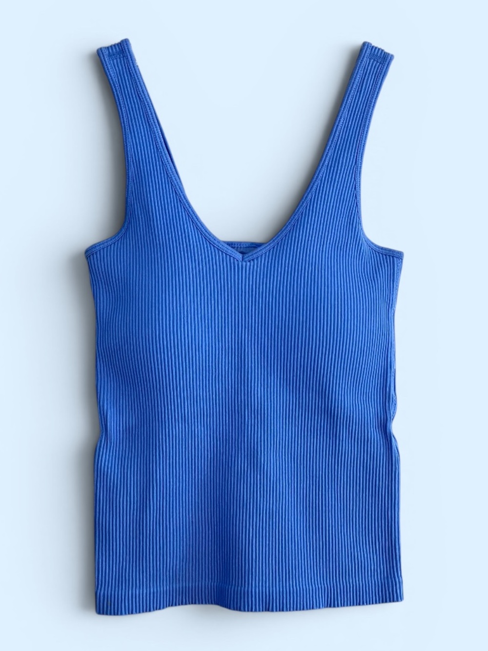 AS Revival V-Neck Padded Ribbed Tank Mediterranean Blue One Size